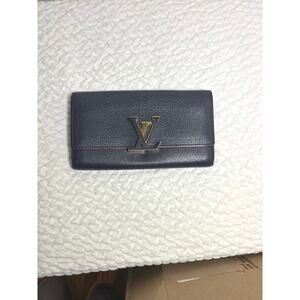 Louis Vuitton Navy Leather Envelope Wallet